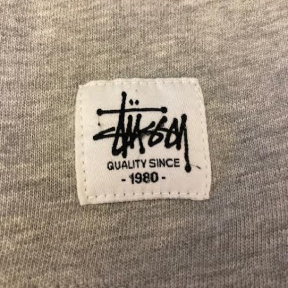 Men's Grey Stussy Sweat Top Size Medium - Picture 2 of 4